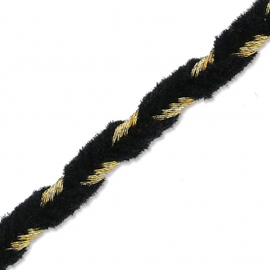 Shay Metal Velvet Braid Made in Italy 4 mm Black/Golden x1m