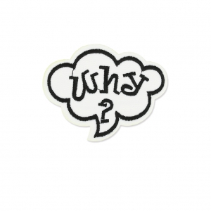 Badge to iron-on Comics Bubble WHY 74x58 mm White/Black x1