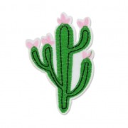 Badge to iron-on Blooming Cactus 82x55 mm Green/Pink x1