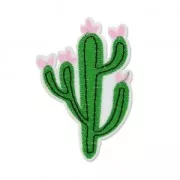 Badge to iron-on Blooming Cactus 82x55 mm Green/Pink x1