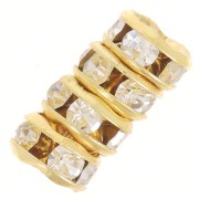 Rhinestones Rondelle 5mm Gold tone/Crystal x4