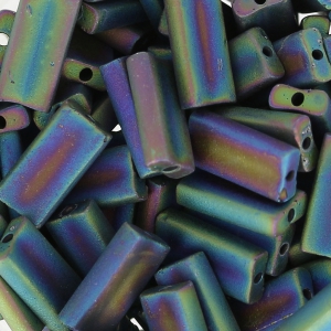 Rectangle Beads Miyuki 4x9 mm RECT-401FR- Black AB Matt x8g