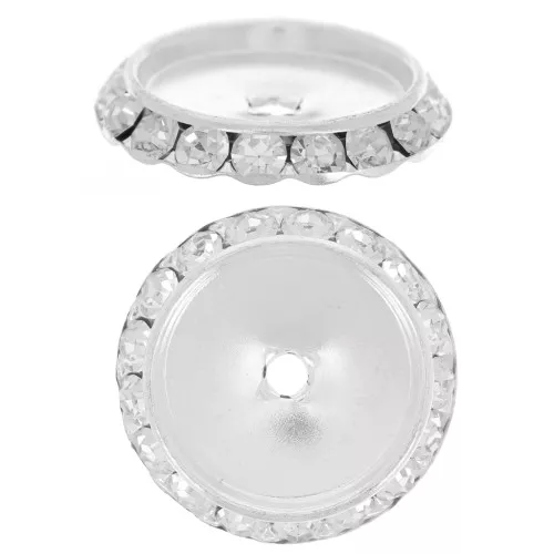 Conical Rhinestones Washers 25 mm Silver/Crystal x1