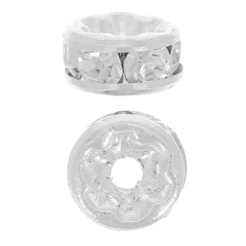 Rhinestones Rondelle 5mm Silver tone/Crystal  x4