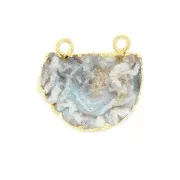 Druzy pendant Agate 2 loops25-35 mm Naturel/gold tone x1