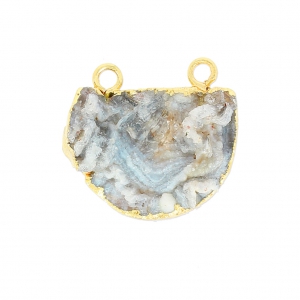 Druzy pendant Agate 2 loops25-35 mm Naturel/gold tone x1