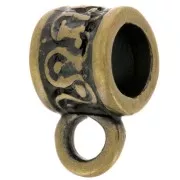 Metal tube to dangle charms 7x6mm bronze tone x4