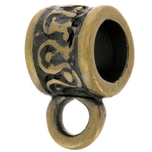 Metal tube to dangle charms 7x6mm bronze tone x4