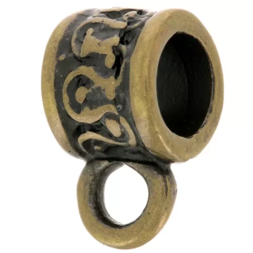 Metal tube to dangle charms 7x6mm bronze tone x4