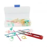 Box with assortment of accessories for knitting x1