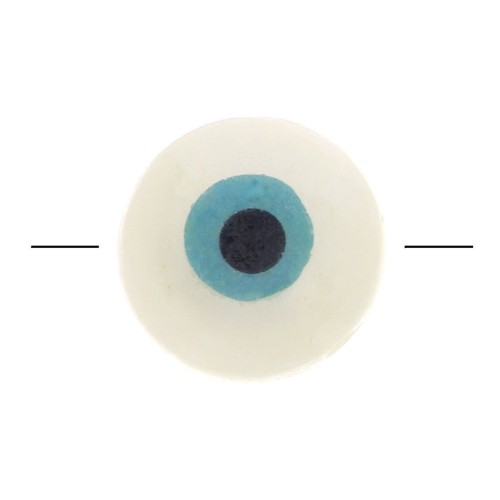 Eye bead - Evil eye - MOP 10mm Natural - Turquoise x1