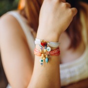 Eye bead - Evil eye - MOP 10mm Natural - Turquoise x1