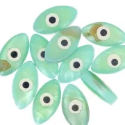 Eye bead - Evil eye - MOP 15 mm water green x1