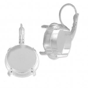 Leverback Earrings for Cabochons Rivoli 18 mm silver tone x2