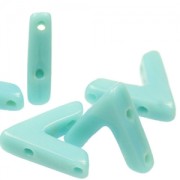 Glasbead V shaped 3 holes AVA® Bead 10x4 mm Green Turquoise x10|raw }}