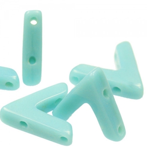 Glasbead V shaped 3 holes AVA® Bead 10x4 mm Green Turquoise x10