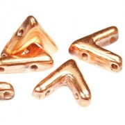 Glasbead V shaped 3 holes AVA® Bead 10x4mm C Capri Gold Full x10|raw }}