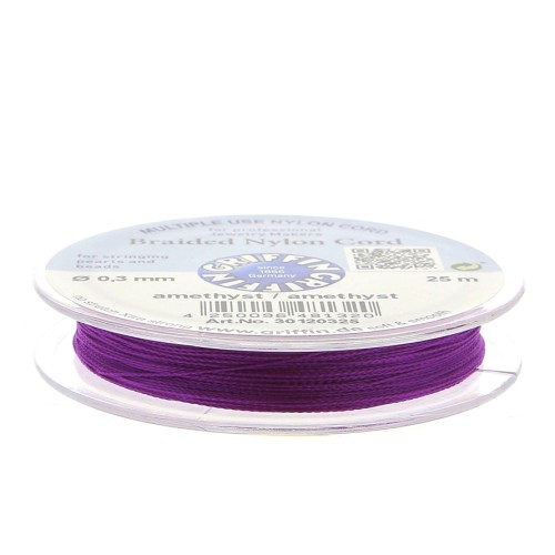 Griffin European Braided Nylon Thread 0.3 to 0.5mm Amethyst x25m