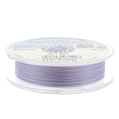 Griffin European Braided Nylon Thread 0.3 to 0.5mm Lilac x25m