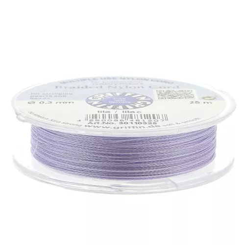 Griffin European Braided Nylon Thread 0.3 to 0.5mm Lilac x25m