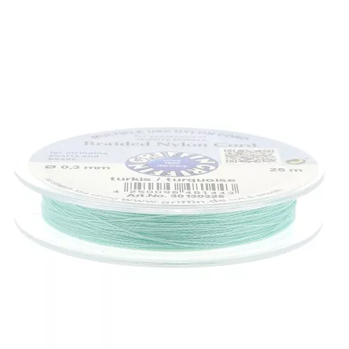 Jade thread / Griffin European braided nylon thread 0.3 to 0.5 mm - Turquoise x25m