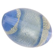 Murano Olive Light Sapphire surrounded with gold 14x10mm x1|raw }}