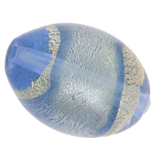 Murano Olive Light Sapphire surrounded with gold 14x10mm x1
