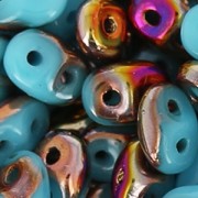 SuperDuo 2,5x5 mm Blue Turquoise Sliperit x10g|raw }}