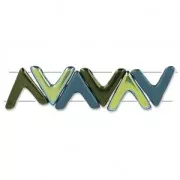 Glasbead V shaped 3 holes AVA® Bead 10x4 mm Tanzanite Met Mat x10