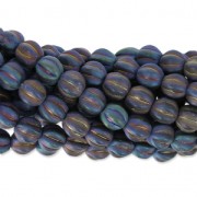 Glass beads Melon Bead 6mm Blue Iris Mat x15|raw }}