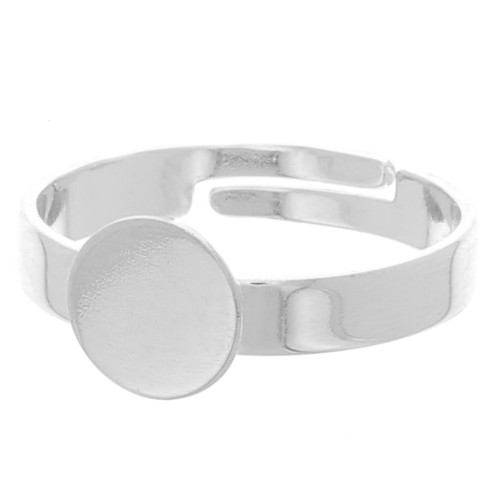 Ring base with 7mm pad  silver tone x1