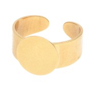 Adjustable setting ring for 12mm flat-back cabochon - Fine gold plated x1