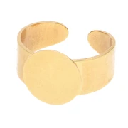 Adjustable setting ring for 12mm flat-back cabochon - Fine gold plated x1