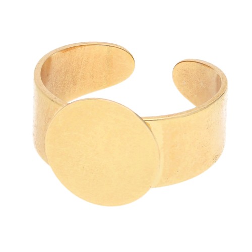 Adjustable setting ring for 12mm flat-back cabochon - Fine gold plated x1