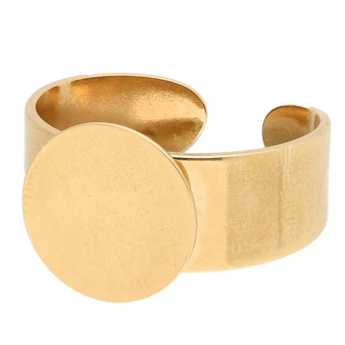 Adjustable setting ring for 12mm flat-back cabochon - Fine gold plated x1