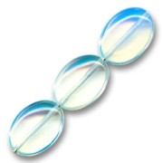 Beads Moonstone (imitation) flat olive-shaped bead 18x13mm x4|raw }}