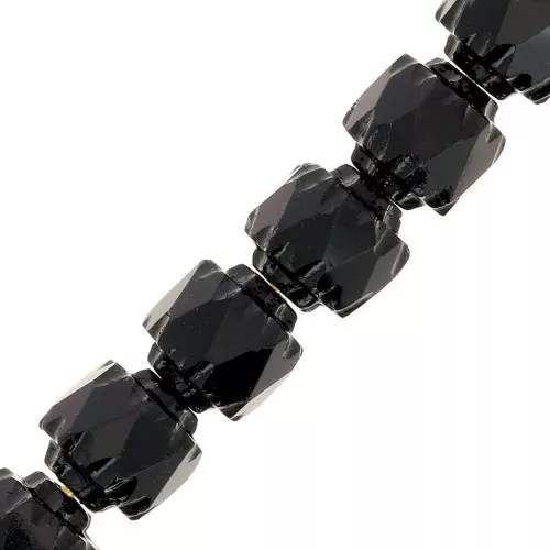 Antique Fire Polished faceted beads  6mm Jet x20