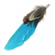 Double feather with terminator 70 mm Turquoise Blue x1|raw }}