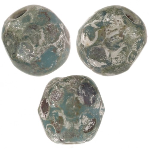 Faceted 4 mm Opaque Turquoise Picasso x50