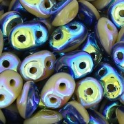 SuperDuo Duet 2.5x5mm Navy/Ivory Jet Full AB x10g|raw }}