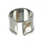 Raw eco brass ring with curved edge 15 mm rhodium tone tone x1