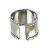 Raw eco brass ring with curved edge 15 mm rhodium tone tone x1