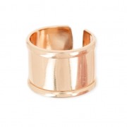Raw eco brass ring with curved edge 15 mm gold tone rose x1