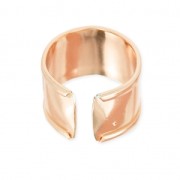 Raw eco brass ring with curved edge 15 mm gold tone rose x1