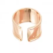 Raw eco brass ring with curved edge 15 mm gold tone rose x1