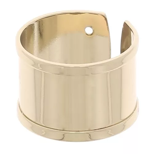 Raw eco brass ring with curved edge 15 mm gold tone x1