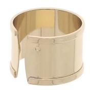 Raw eco brass ring with curved edge 15 mm gold tone x1