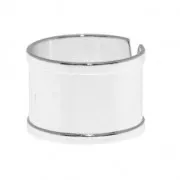 Raw eco brass ring with curved edge 14.5 mm silver tone x1