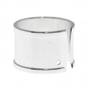 Raw eco brass ring with curved edge 14.5 mm silver tone x1