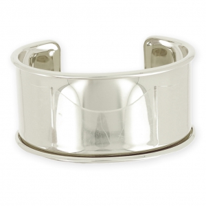 Eco Brass bracelet base with curved edge 35mm silver tone x1